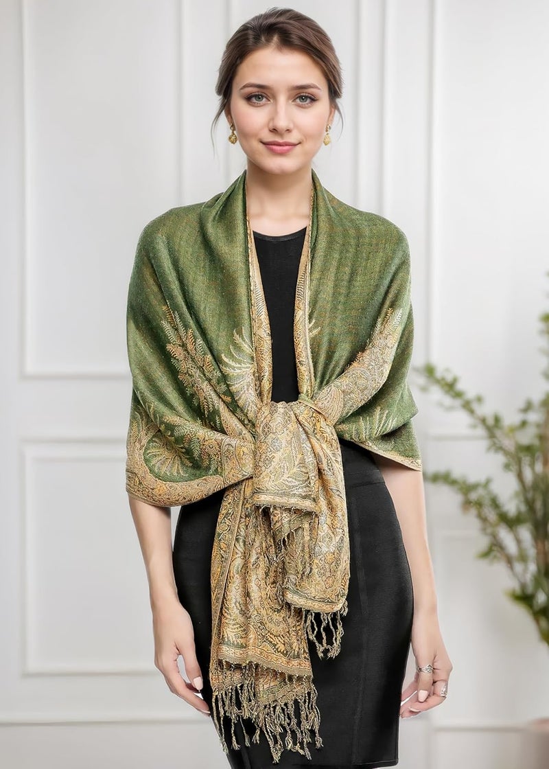 Achillea Big Paisley Pashmina Shawl Wrap for Women – Elegant Scarf for Weddings, Evening Dresses, Festivals & Daily Wear - Image 4